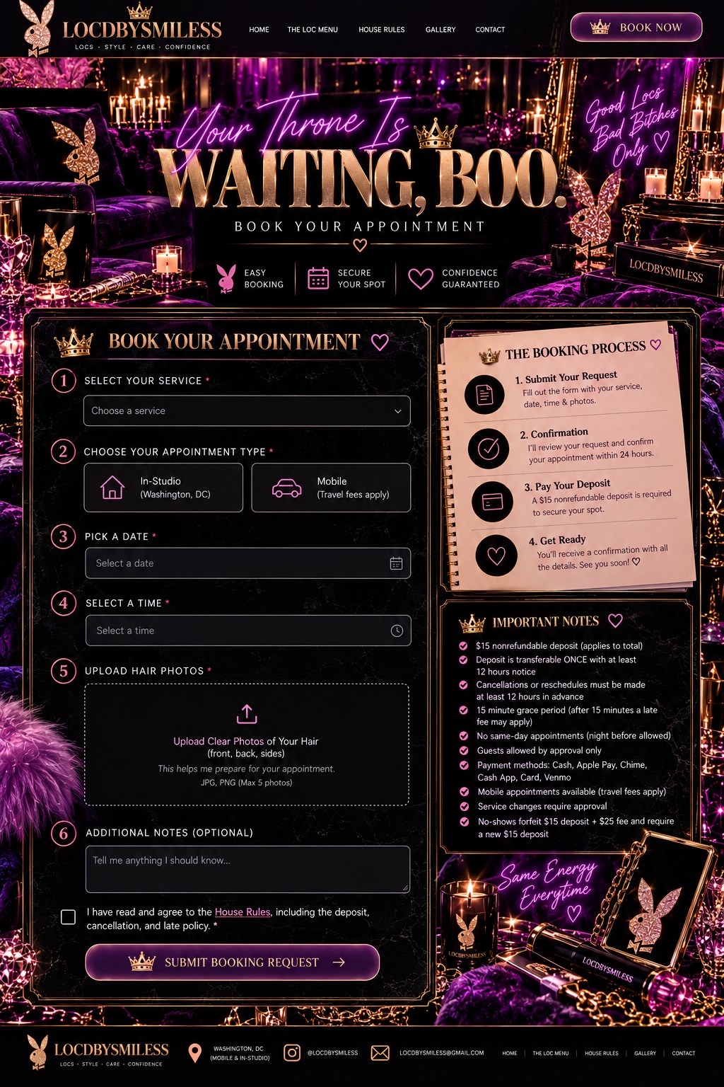 VIP booking lounge — Your Throne Is Waiting, Boo
